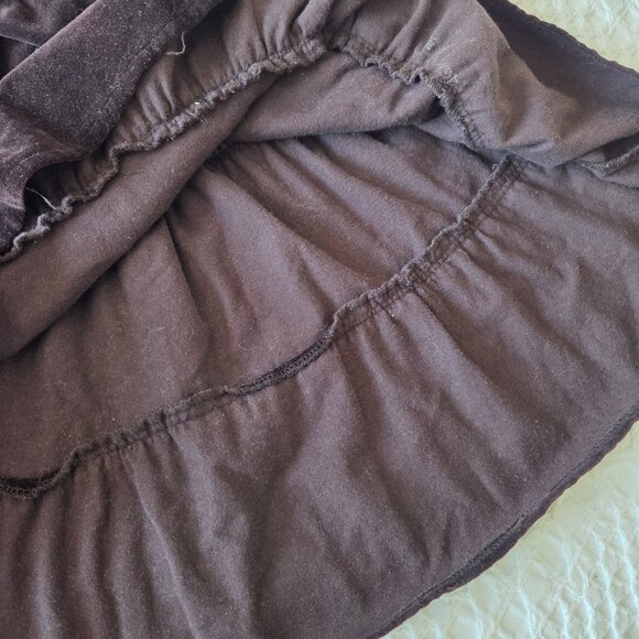 Nevada Boho vintage tiered chocolate brown velvet beaded skirt Size Medium - Picture 4 of 10